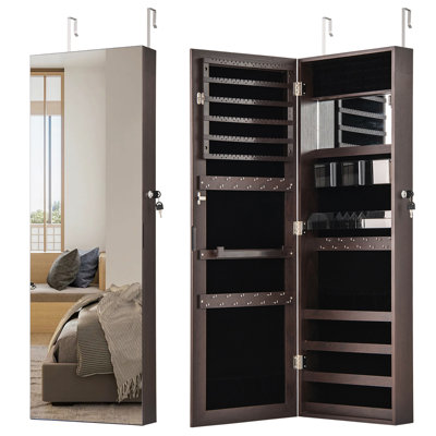  Armoire à bijoux 43,5 po avec miroir pleine grandeur et miroir de maquillage intérieur