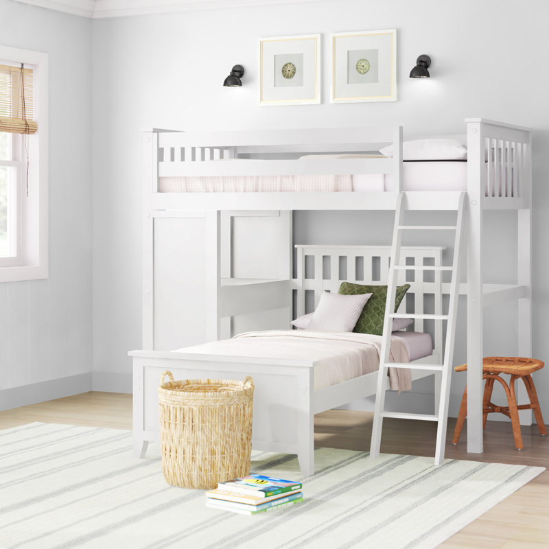 Bugbee Kids Twin Over Twin Bunk Bed with Drawers, White