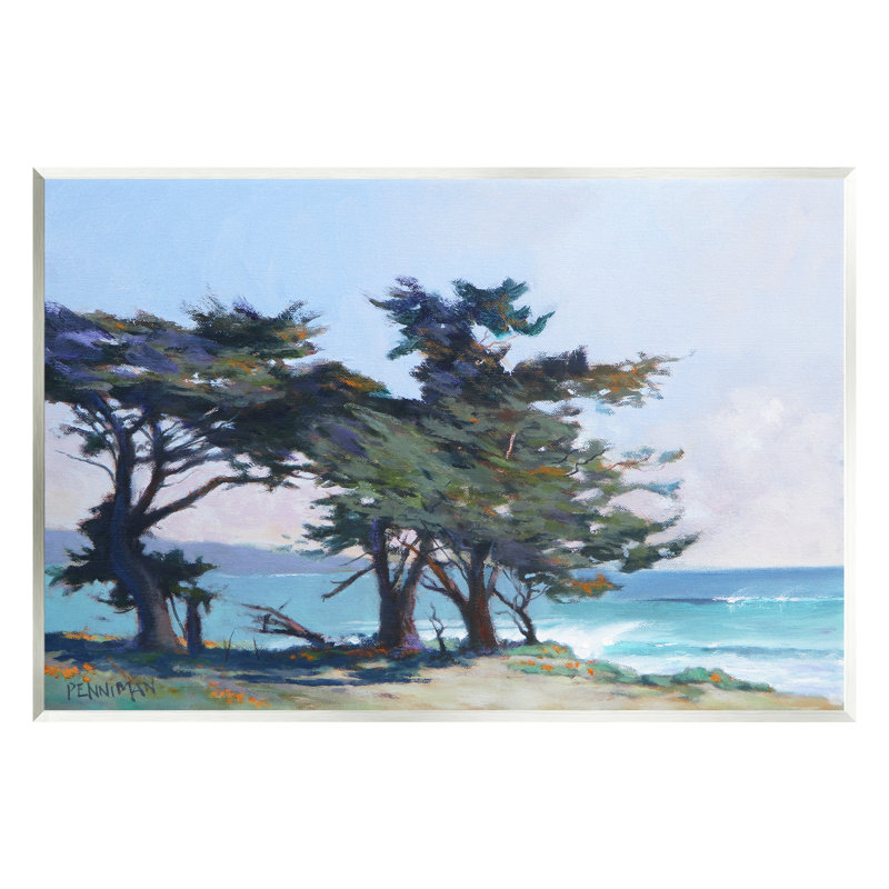 «Coastal Sandy Trees Ocean Waves Floater» par Ed Penniman, H 13 po x l 19 po x P 0,5 po, Bois
