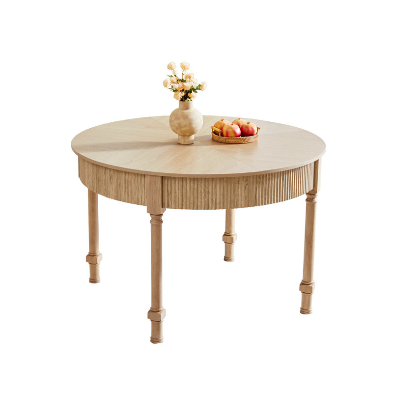 47.24'' Farmhouse Round Dining Table With Drawer, Natural