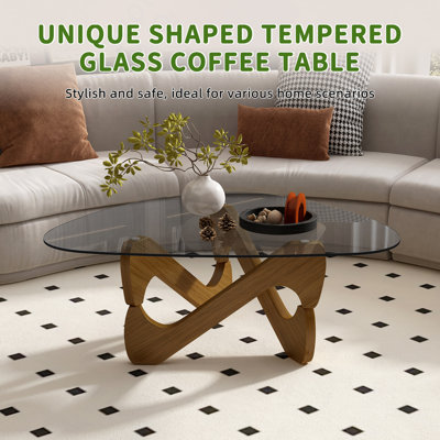 Table basse moderne en verre, table basse moderne Mid Century