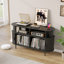 Grand meuble rond pour platine vinyle avec station de charge, meuble de rangement pour disques vinyles avec porte coulissante, meuble de style moderne du milieu du siècle avec étagères ouvertes pour chambre ou salon-794268035-798870750