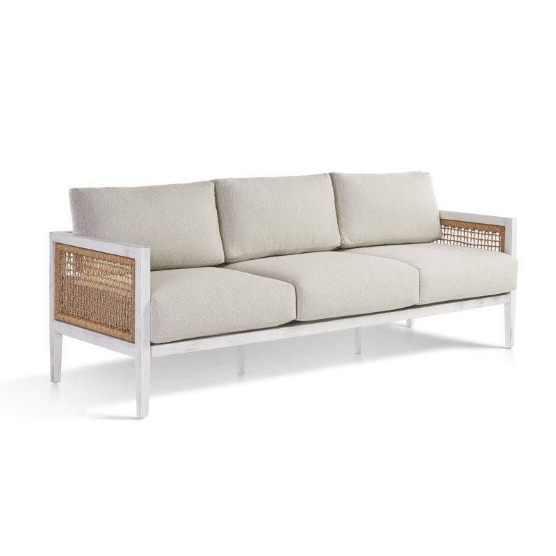 Ronzi 85.75'' Wide Powder Coated Aluminum Patio Sofa with Cushions, Cast Silver Sunbrella®, Gray
