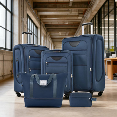 Softside Luggage Expandable 3 Piece Set Suitcase with Duffel Bag Upright Spinner Softshell Lightweight Luggage Travel Set-22/26/30 IN