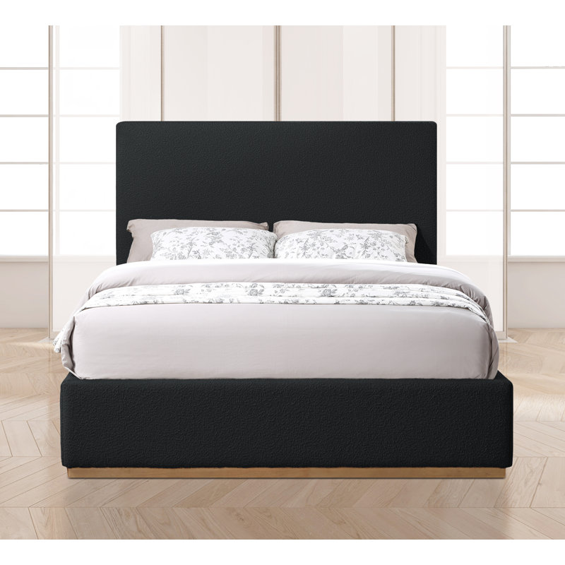 Monaco Piero Boucle Fabric Bed, Black Boucle Fabric, Queen
