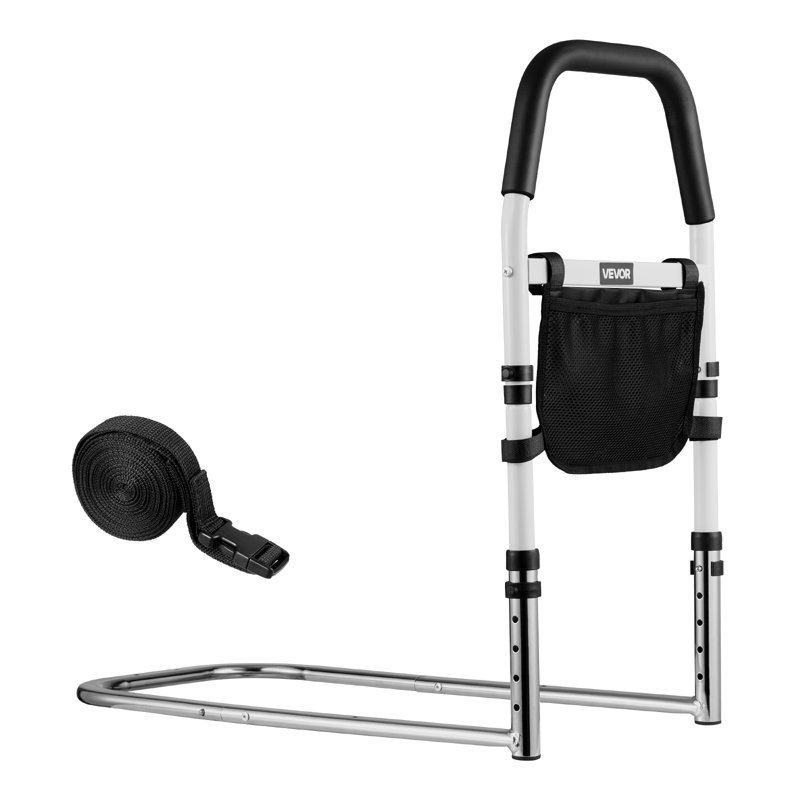 Barrière de lit pour personnes âgées, rails de chevet avec main courante en polyuréthane, canne de chevet à hauteur réglable, barres de lit en acier au carbone à haute résistance pour les personnes âgées et les patients