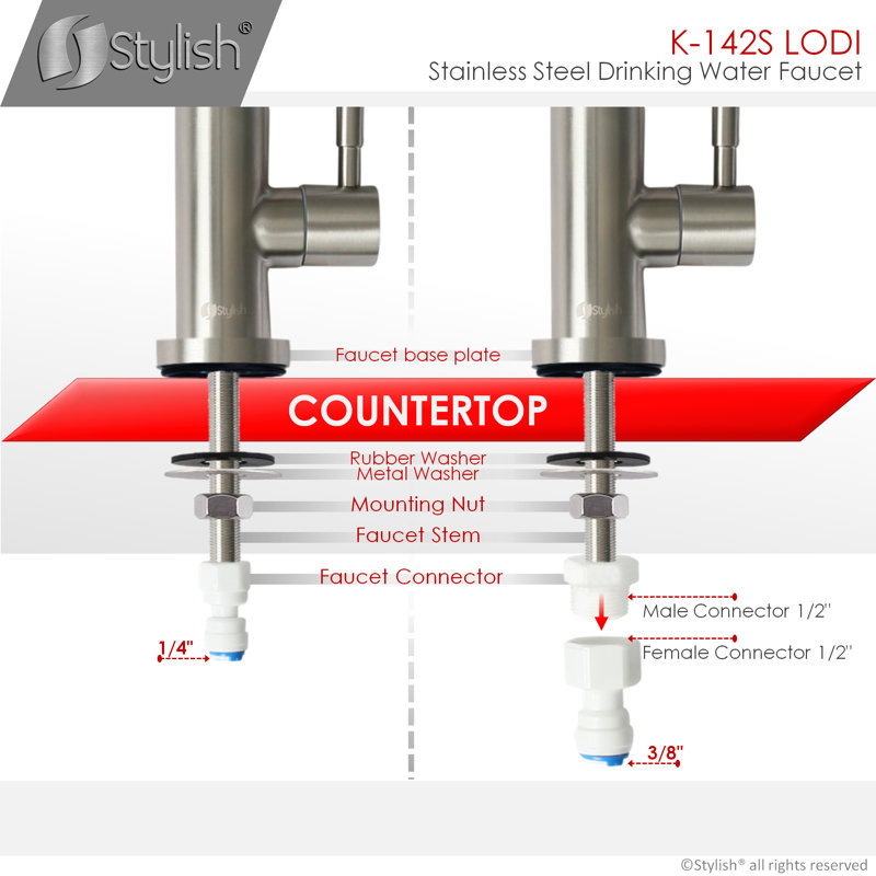 Modern Faucet Stylish Lodi One-Handle Cold Water Tap Faucet, Stainless Steel
