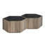 Table basse hexagonale rustique rétro en bois, avec 2 tiroirs cachés, dessus en marbre noir texturé, finition chêne brun clair - pour le salon et la réception-577925724-577925726
