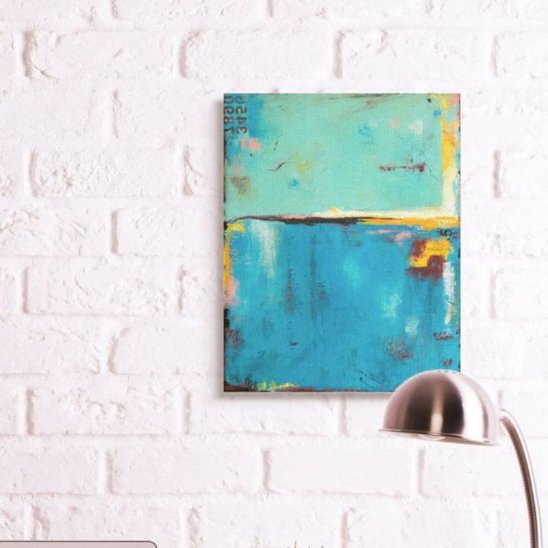 «Shades of Blue Design» par Erin Ashley - reproduction d'art, H 30 po x l 24 po, Giclée encadrée noir minuit