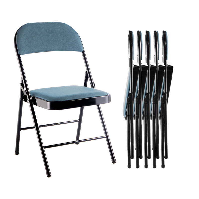 Chaise pliante rembourrée et empilable, Bleu clair