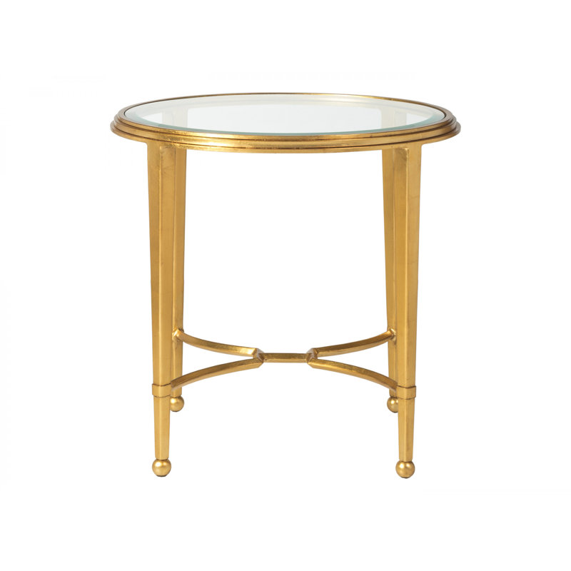Table de bout ronde en métal Sangrevese, Feuille d’or