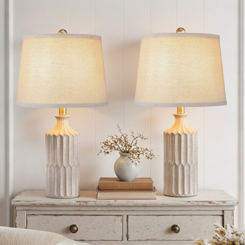 Ensemble de lampes de table en céramique de 23 po ChenJoss, convient aux chambres à coucher, aux salons, aux bureaux et aux bureaux (ensemble de 2)