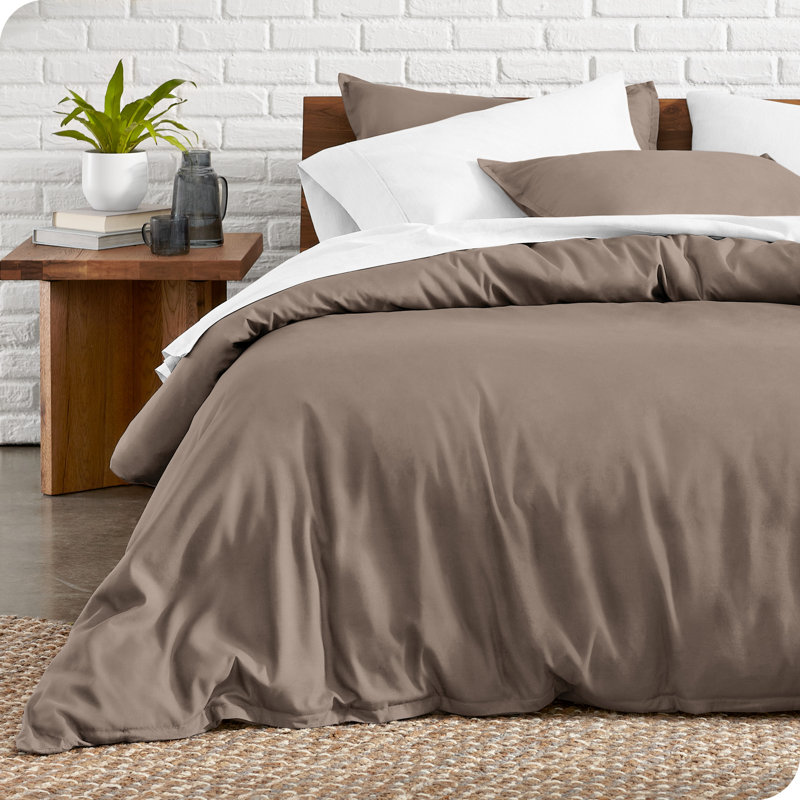 Ensemble de housse de couette et insert de qualité supérieure en microfibre moderne et contemporain Premium, Taupe
