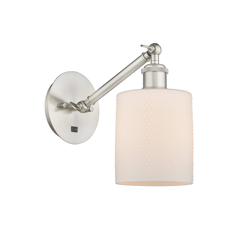 Shauna Armed Sconce, Matte White, LED, Brushed Satin Nickel