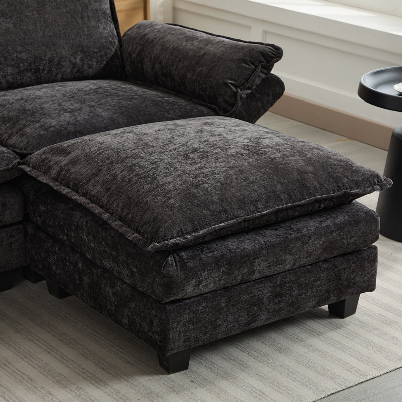 Accoudoirs coussinés en chenille de 108,7 po Millcreek, Noir