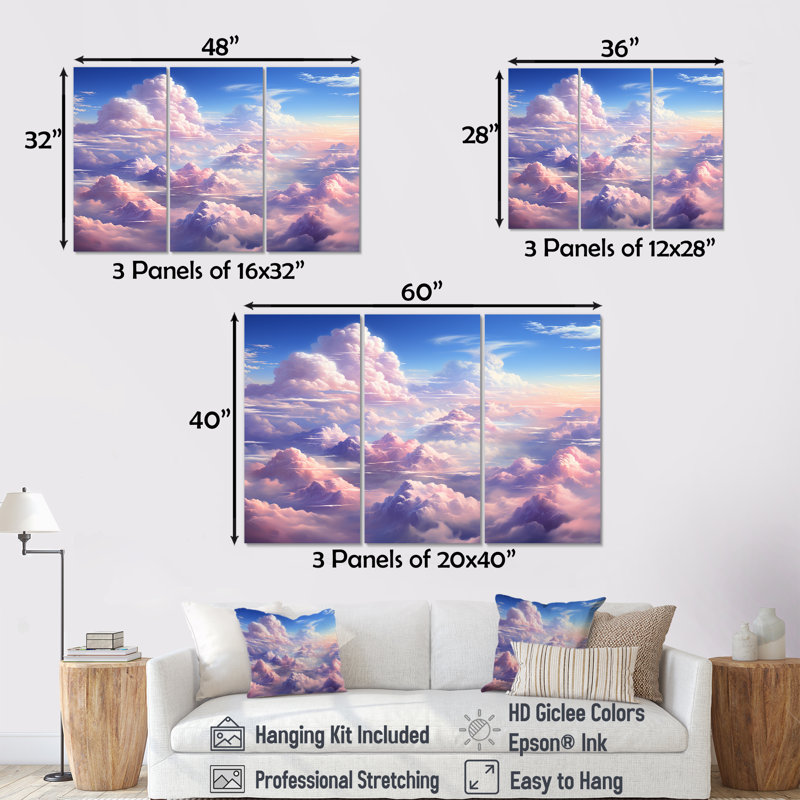 Kawaii Landscape Clouds I - Clouds, art mural sur toile, H 40 po x l 60 po x P 1 po, Toile tendue