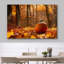 «Autumn Fall», citrouille de l'Action de grâce dans la forêt orange, paysage naturel, impression sur toile encadrée-98161384