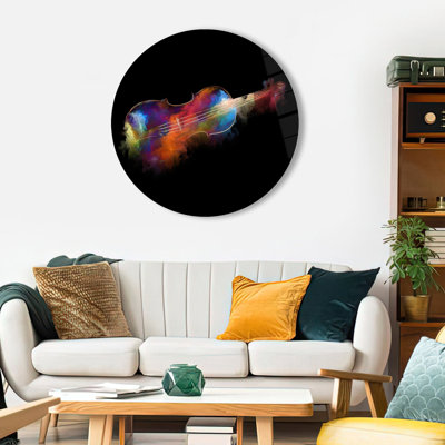 Présentoir mural abstrait en verre abstrait pour violoniste idéal pour les cadeaux et la décoration intérieure avec des couleurs vives et un thème musical