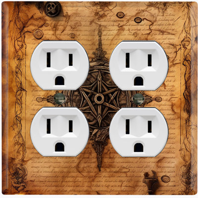Ship Travel Badge Letter Biege Nautical Themed 2 - Gang Toggle Light Switch Standard Wall Plate