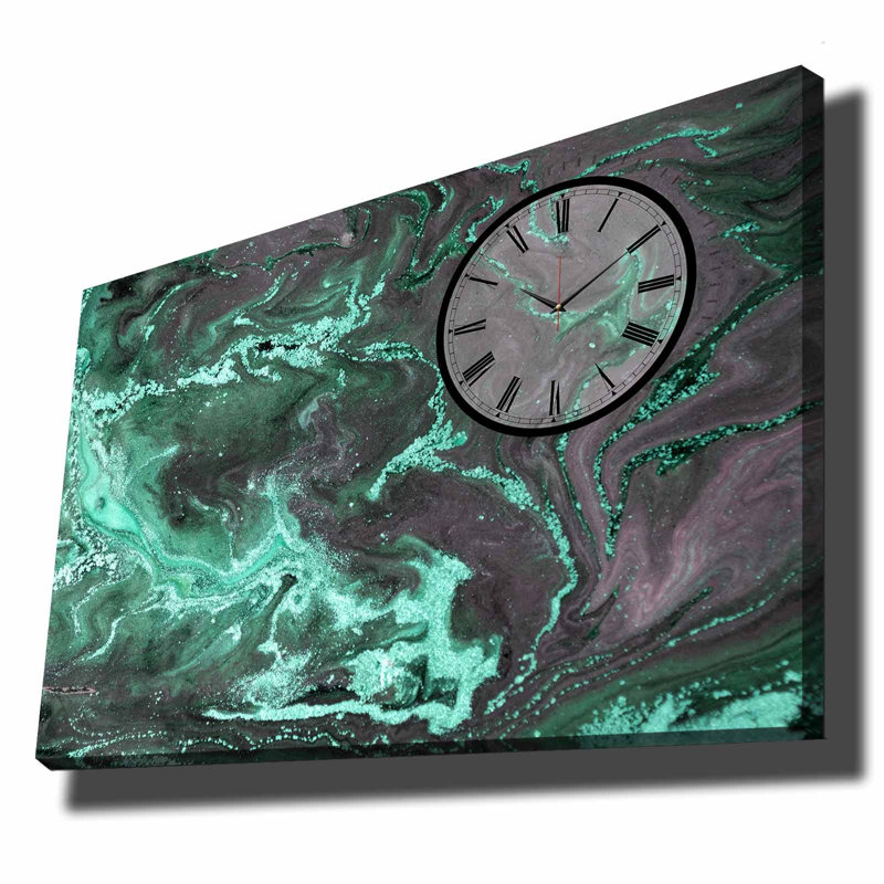 Horloge murale élégante en toile 27,6 po x 39,4 po | Toile 100% suède avec cadre 100% bois (épaisseur: 1,1 pouce) | Parfait pour la décoration intérieure, garde-temps élégant pour le salon et le bureau, design unique