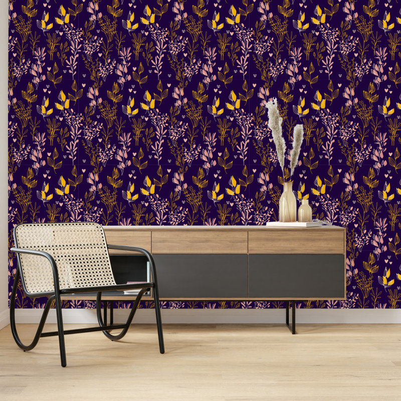 Peel & Stick Floral Tile, 2.08' W x 10.42' L