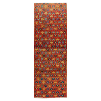 Tapis de couloir turc rétro fait à la main avec motif floral unique pour le couloir