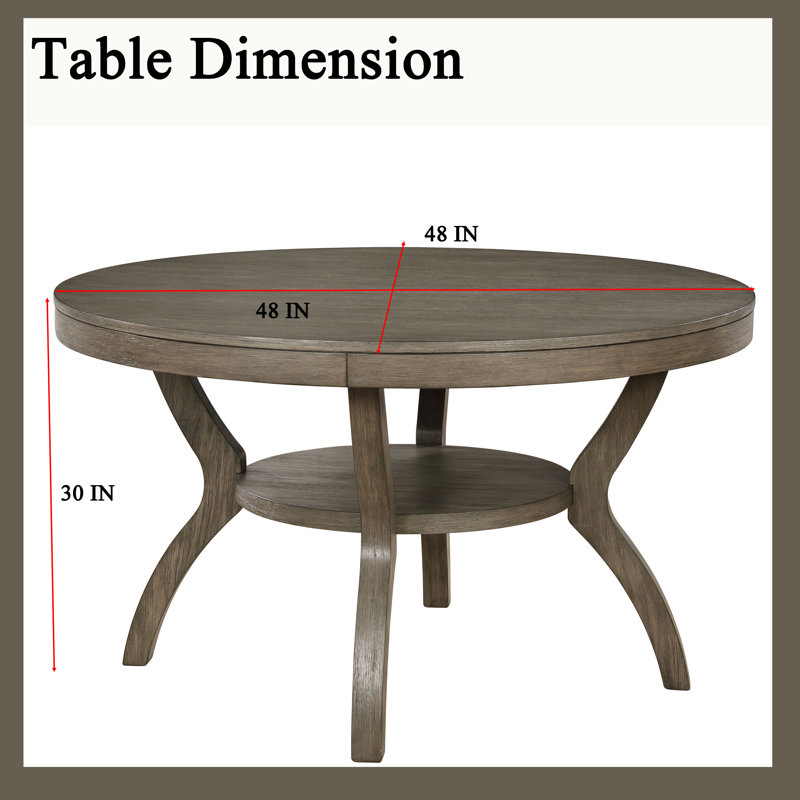 Aaronveer Round Solid Wood Top Dining Table