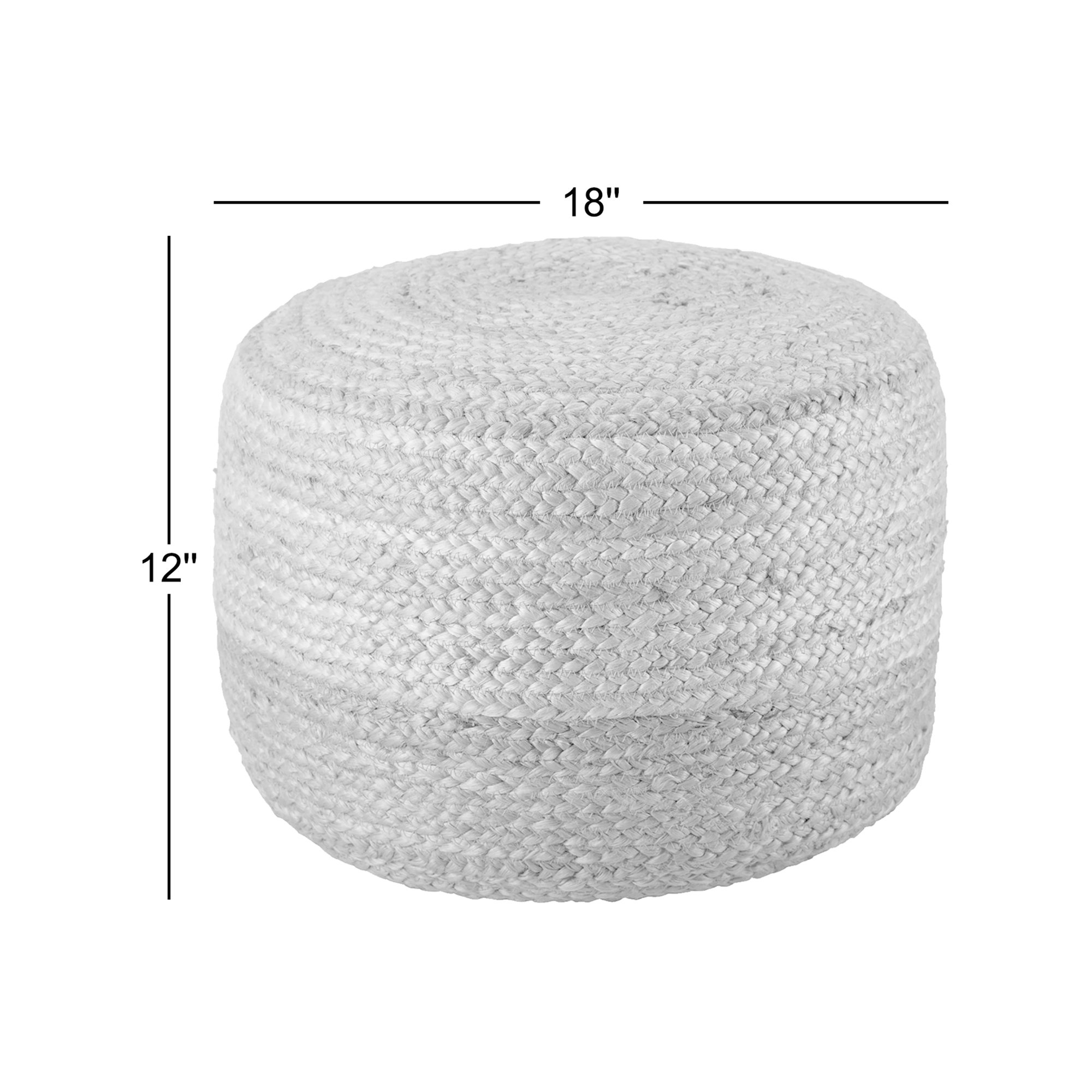 Teele 18" Wide Round Pouf Ottoman, Taupe Jute