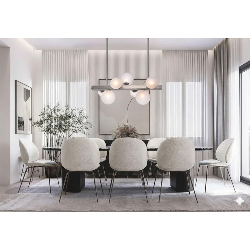 Chamberland Modern 7 Light Nickel Linear Chandelier, Shiny Nickel