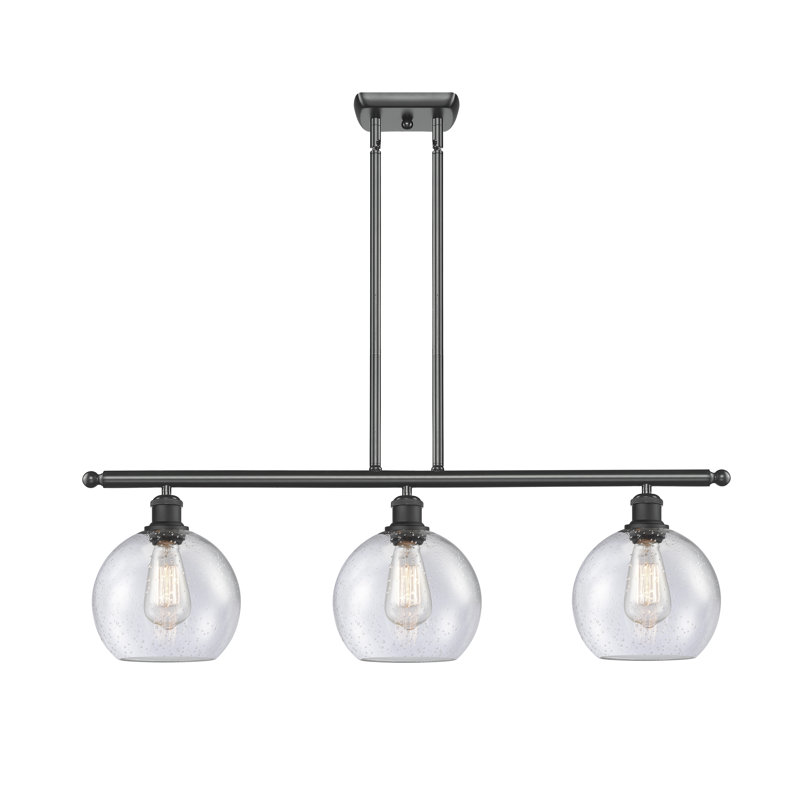 Luminaire suspendu linéaire à 3 lumières pour îlot de cuisine Baptista, Ampoule non incluse, Laiton antique noir, Grainé