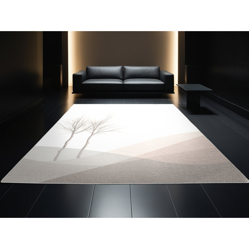 Tapis blanc lavable à la machine de couleur unie minimaliste Peksenak, Carré 5 pi