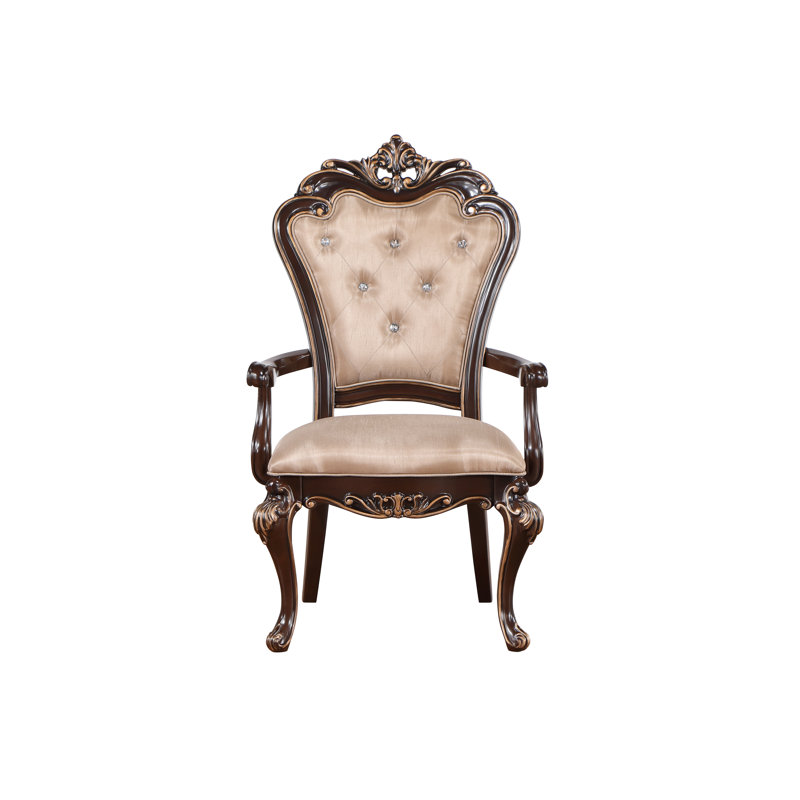 Constantine Tufted Upholstered Back Arm Chair in Cherry