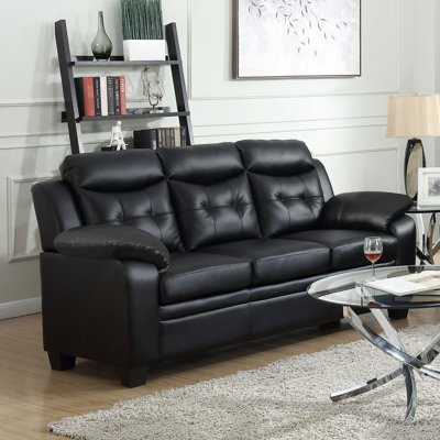 Eaton Casual Black Padded Sofa With Tufted
