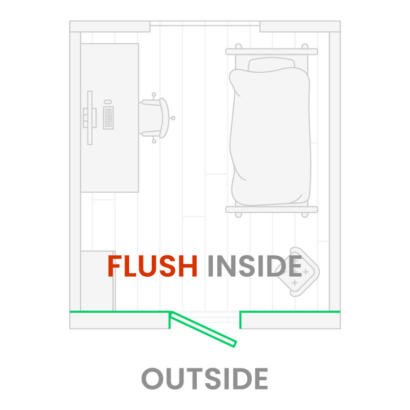 Porte intérieure inversée invisible en bois manufacturé à noyau solide sans cadre, Oui, 18 po x 80 po, Blanc apprêté