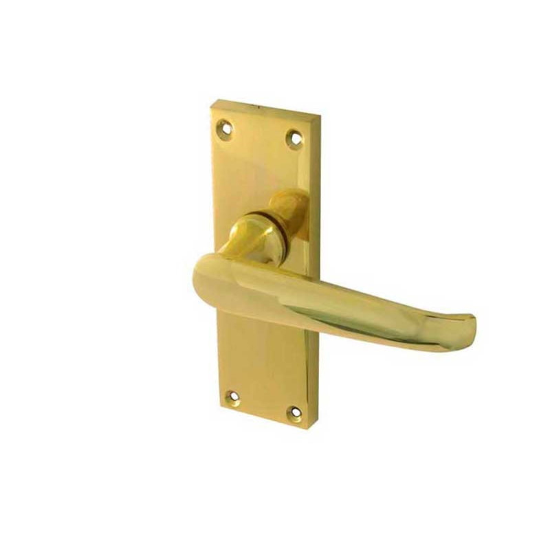 Victorian Straight Door Handle, Polished Brass