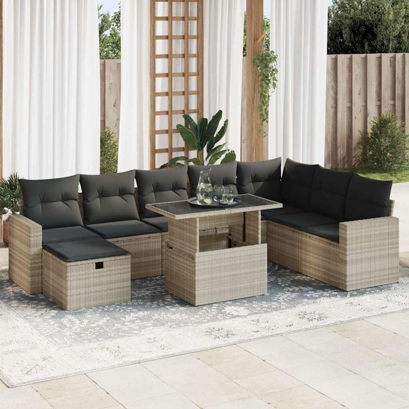  Ensemble de canapé de jardin gris clair, Gris clair