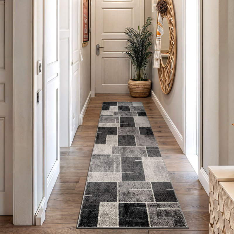 Modern Linear Area Rug Clean Contemporary Design, Cream, Runner 2'2" x 12'