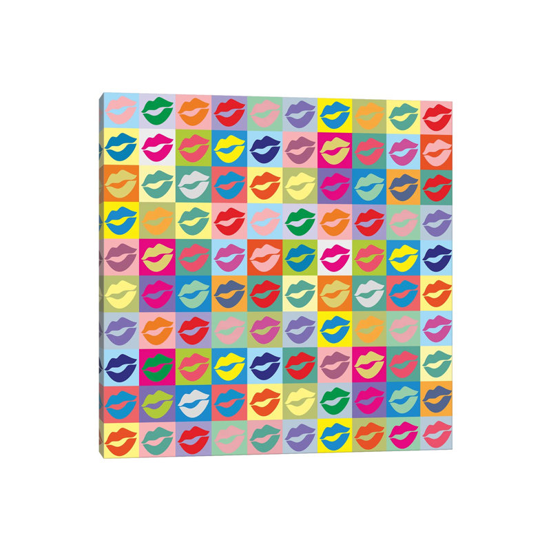 Décoration murale «Many Kisses» pour enfants, H 26 po x l 26 po x P 1,5 po, Toile tendue