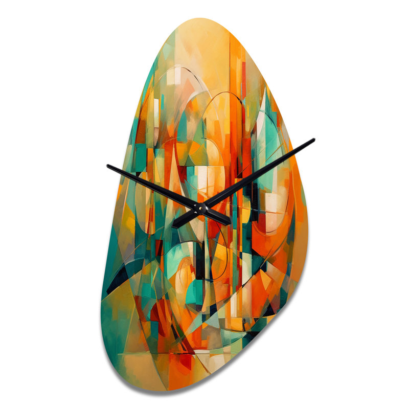 «Nowaczyk Abstracting The Cubist Form IV» - Cubisme de forme irrégulière, horloge murale, Grand