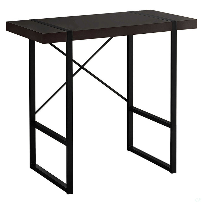 Bureau d'ordinateur, bureau personnel, ordinateur portable, L 48 po, travail, stratifié brun, métal noir, contemporain, moderne