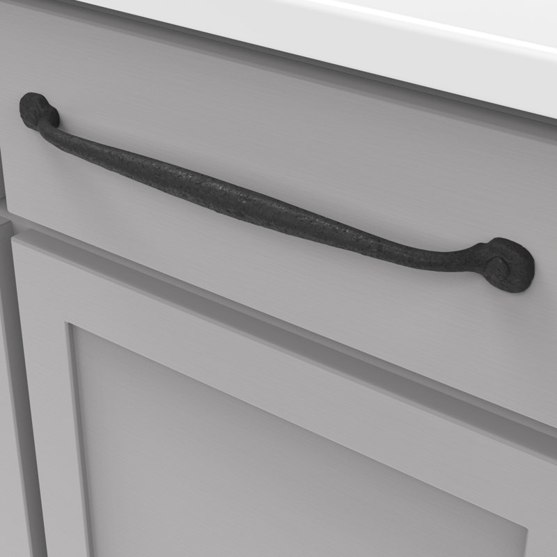 Poignée de meuble Refin Rustic Collection - Poignée d'armoire centrale à centre 12 po en fer noir - Quincaillerie Craftsman pour tiroirs et armoires