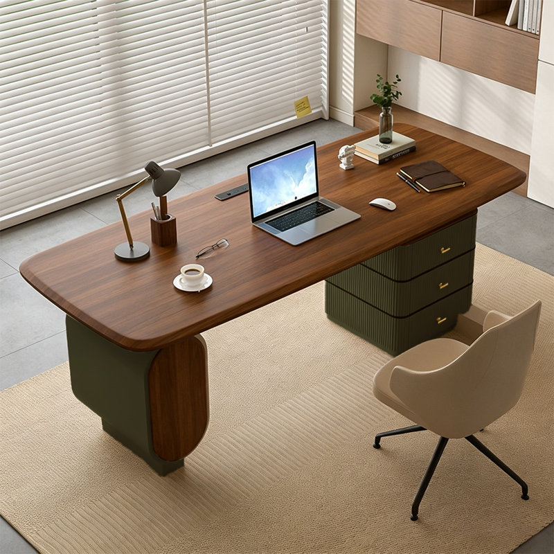 Bureau d'ordinateur 78,74 "gris moderne italien avec concentrateur électrique, tiroirs de rangement et compartiment pour unité centrale, finition noyer