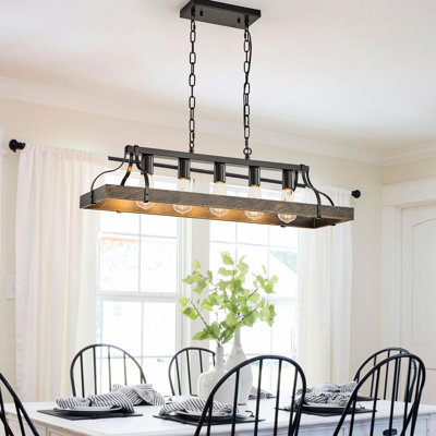 Vintage 34-Inch - 5 E26 Bulb Sockets, Adjustable Chain For Living Room, Dining Pendant Lamp Kitchen, Dining,
