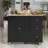 52.7" Rolling Kitchen Island With Solid Wood Top, Locking Wheels, Storage Cabinet, Drop Leaf Breakfast Bar & Spice/Towel Rack, Black-1793353837