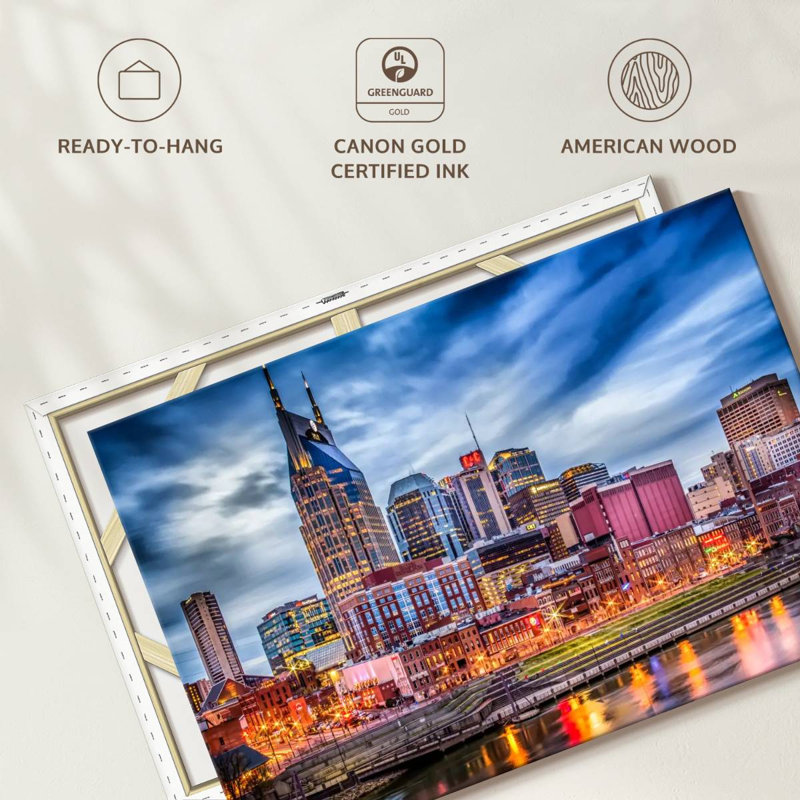 " Vivid Nashville Skyline ", 34" H x 51" W x 1.25" D