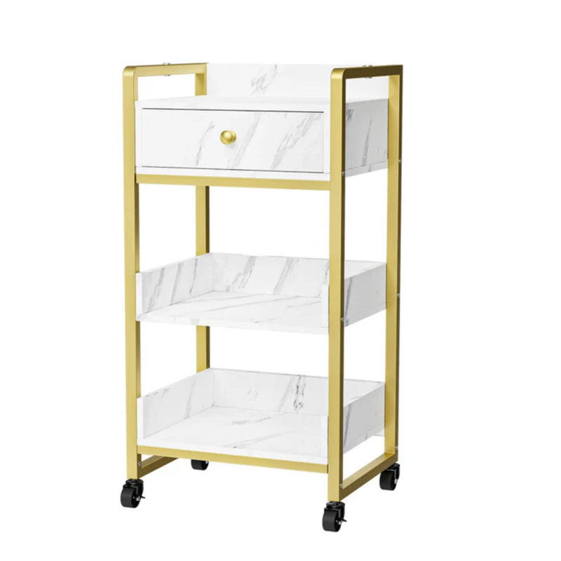 Rolling Utility Trolley Cart With 1 Drawers 2 Trays