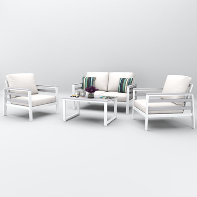 Townsend 4 Person Seating Group With Sunbrella Cushions by Birch Lane