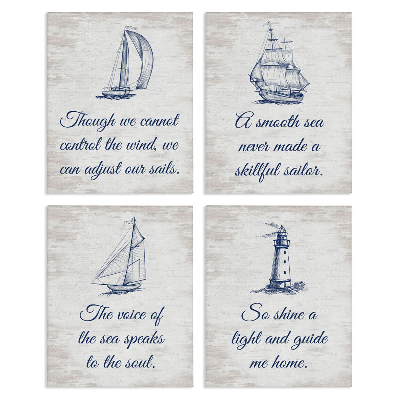  Ensemble de 4 toiles Timeless Nautical Expressions, H 14 po x l 11 po