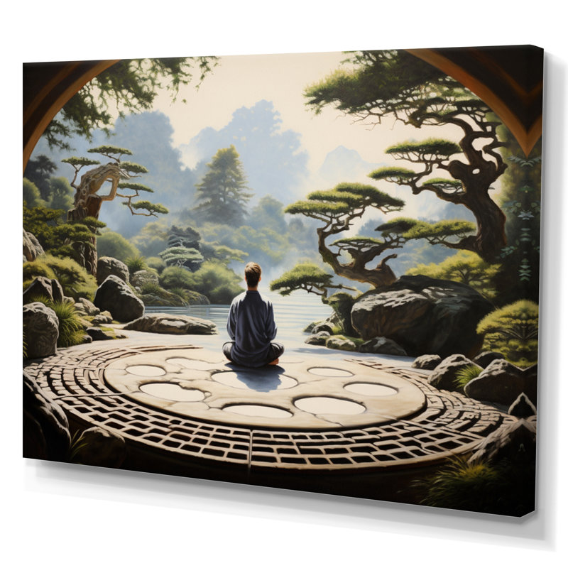 «Green Meditation Zen Garden I», reproduction sur toile, H 24 po x l 32 po x P 1 po, Toile tendue