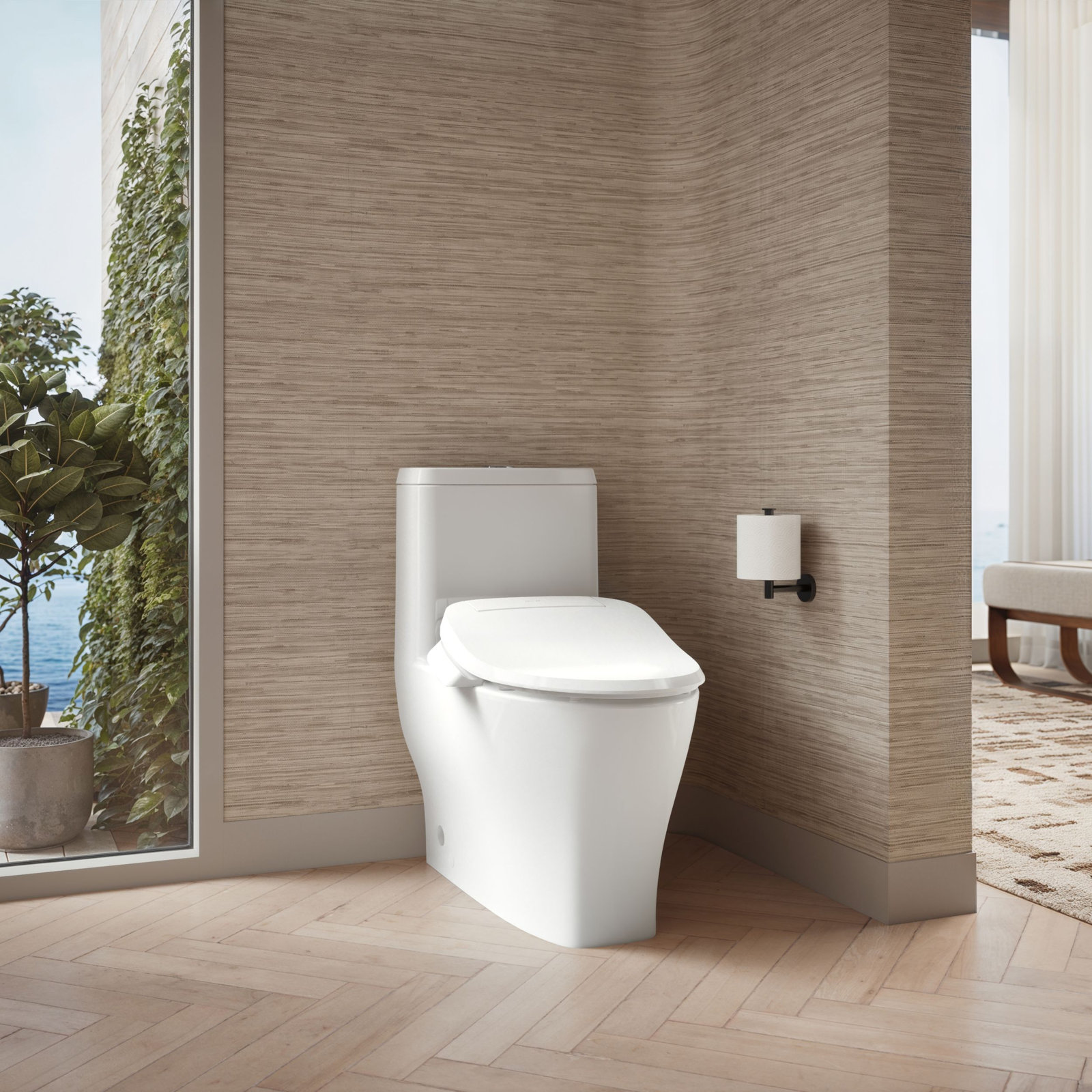 PureWash E545 Elongated Heated Bidet Toilet Seat, Electric Bidets for Existing Toilets, White